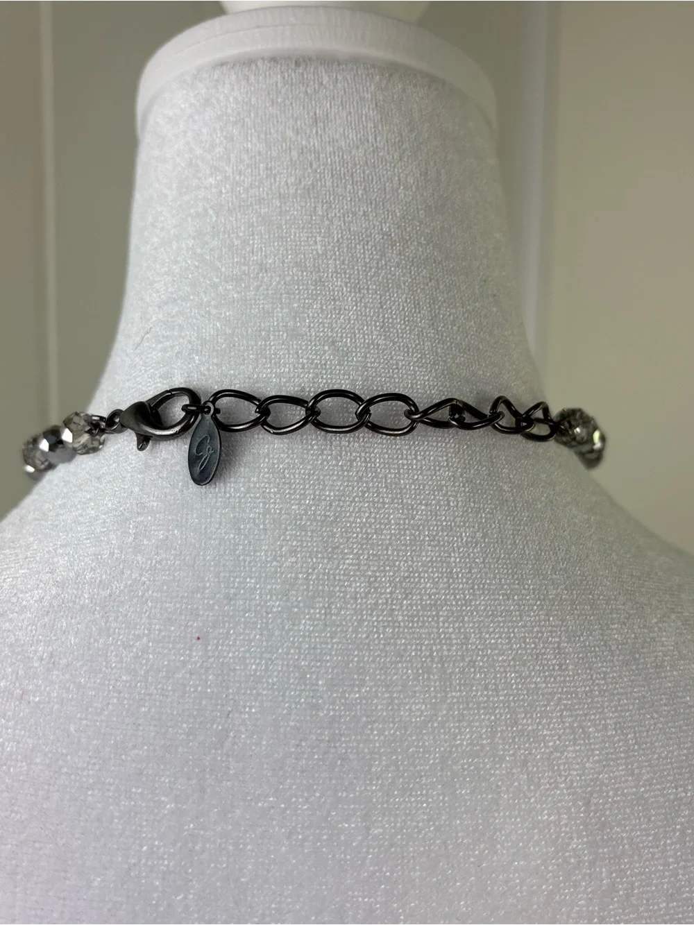 Crystal Bead Tassel Necklace - Silver-Tone